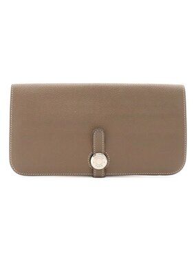 Hermes Dogon Recto Verso Long 2 Fold Wallet Bifold Togo Leather Etoupe Gray